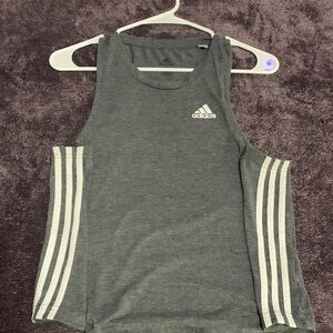 Adidas Charcoal Tank with White Accents